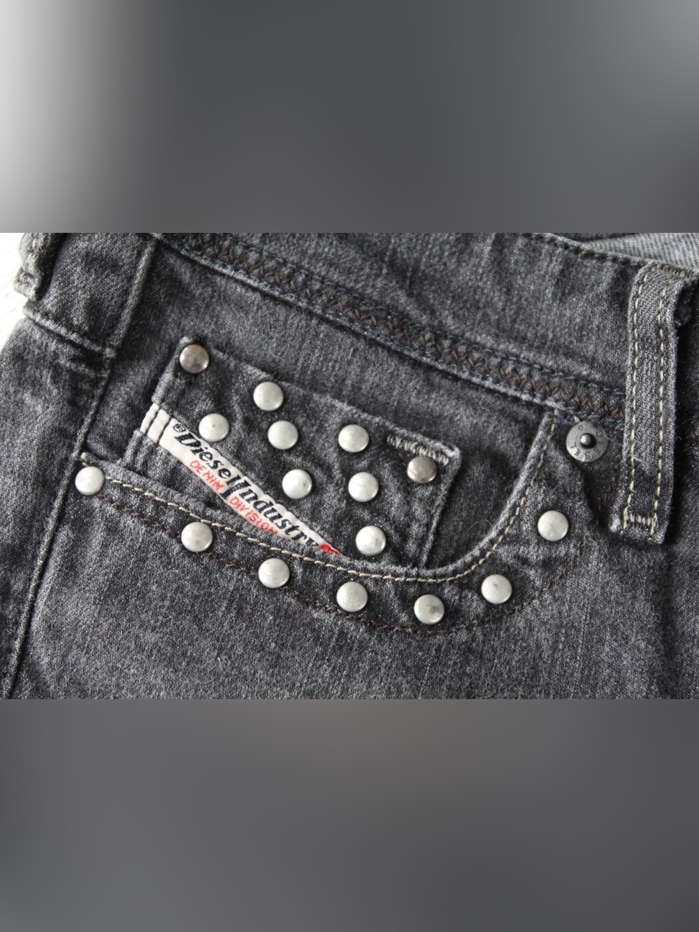 Diesel Black Studded Pocket Jeans | Y2K Designer Denim | Size 25